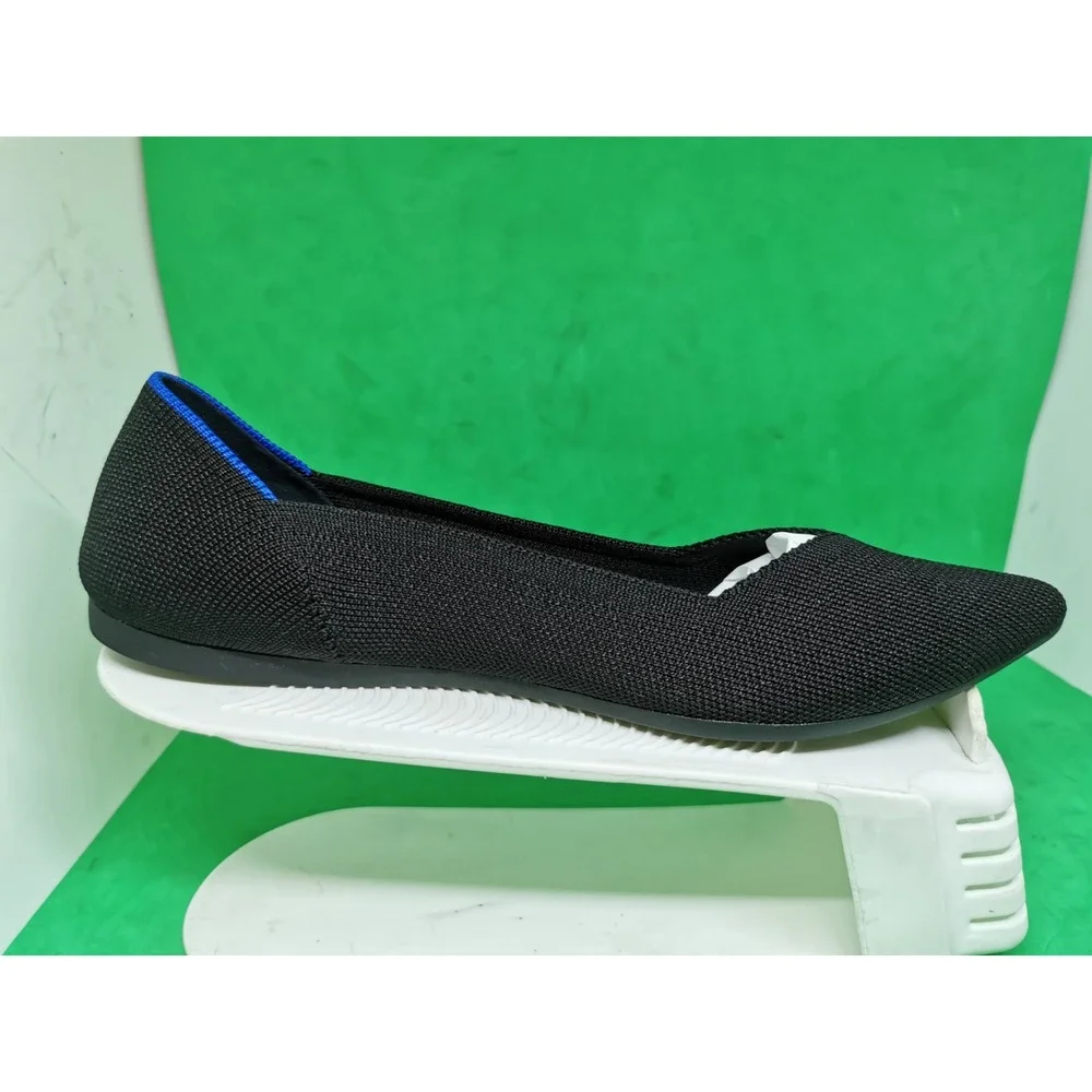 Rothy's The Point Flats Womens Slip On Black Blue Knit Pointed Toe Size 9.5